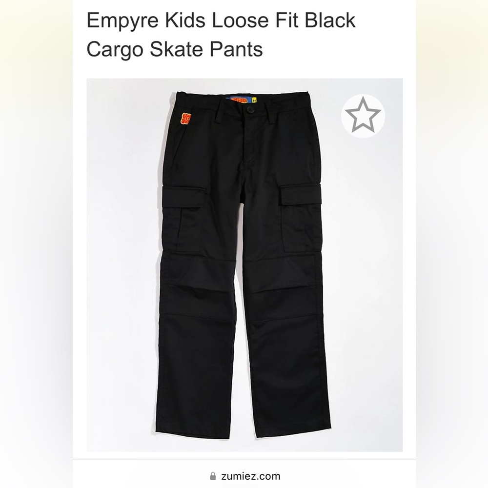 Empyre Kids Loose Fit Black Cargo Skate Pants